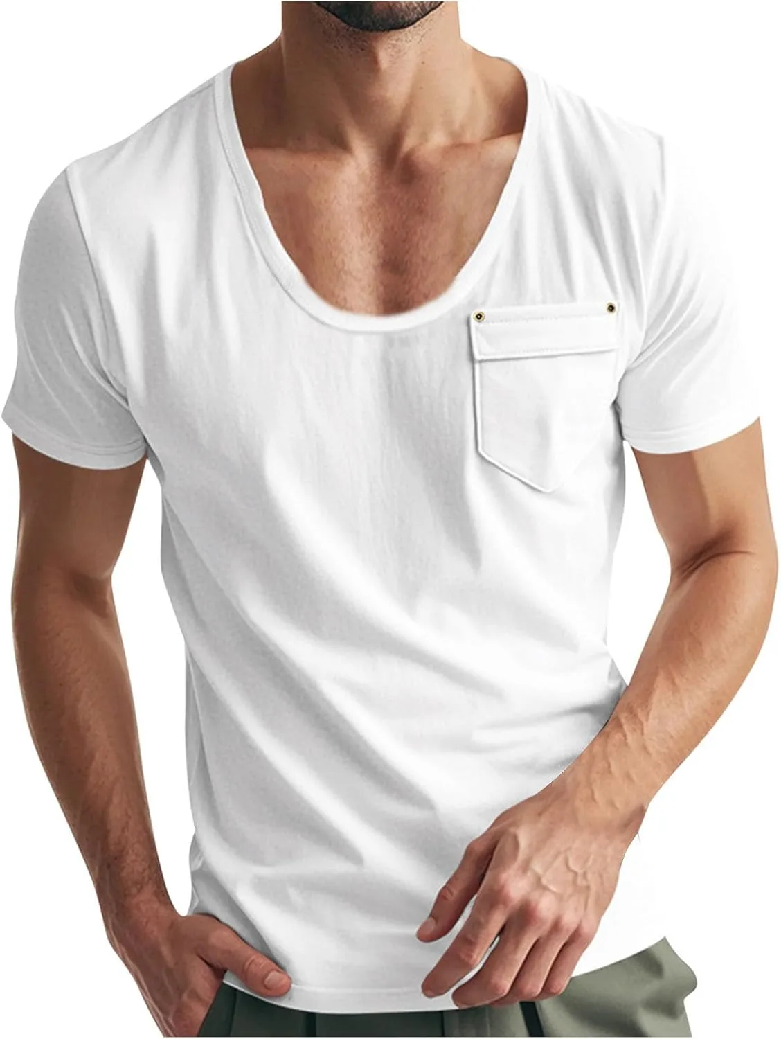 

Мужская футболка Casual с круглым вырезом и карманом