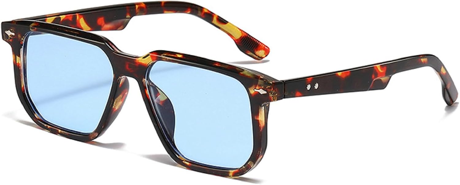 

Мужские солнцезащитные очки в стиле ретро с квадратной оправой и заклепками, женские солнцезащитные очки класса люкс с градиентным затемнением и защитой от УФ-излучения UV400 2387 Melrose, Leopard Blue