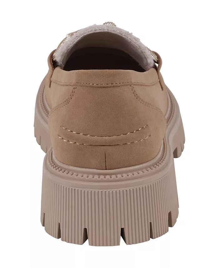 Женские мокасины Vince Shearling Lug Sole GC Shoes, коричневый/бежевый — фото 3