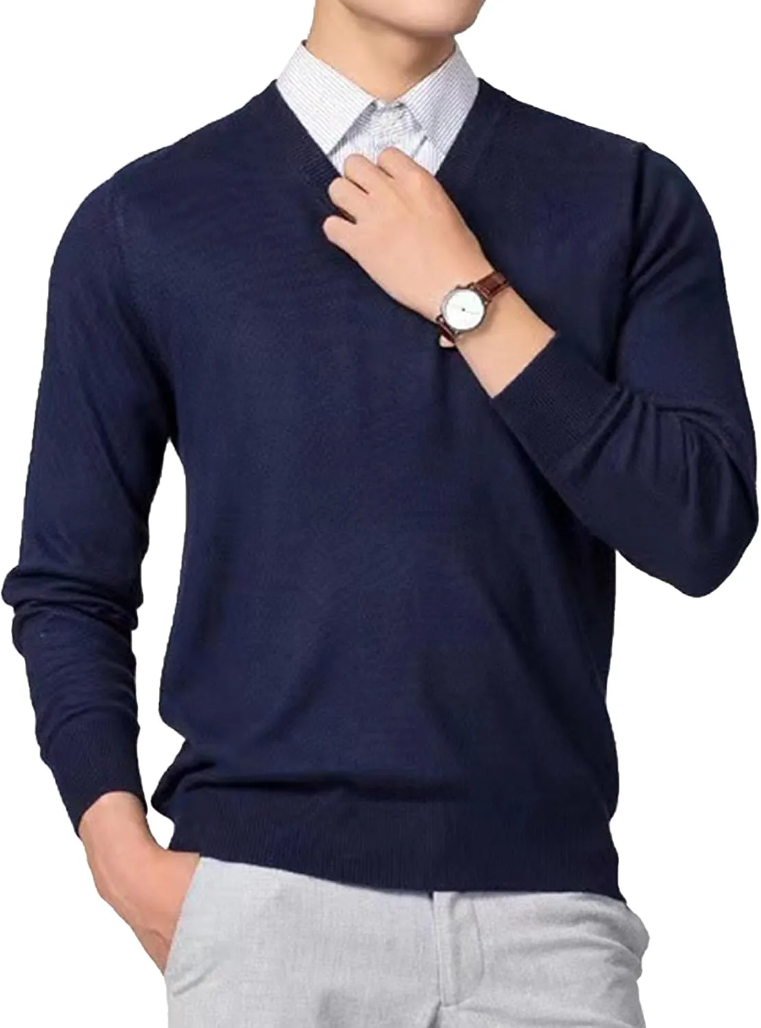 

Maiyifu-GJ мужской повседневный свободный вязаный пуловер