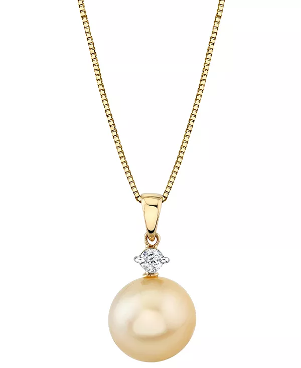 

Ожерелье с подвеской 18 дюймов из 14-каратного золота с культивированным золотистым южноморским жемчугом (11 мм) и бриллиантом (1/10 карата) Macy'S, gold