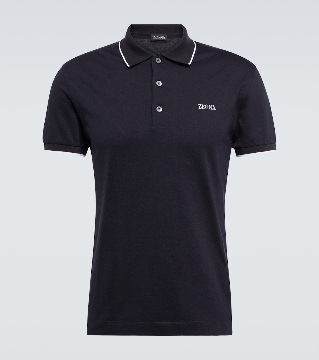 

Рубашка поло из смесового хлопка Zegna, синий