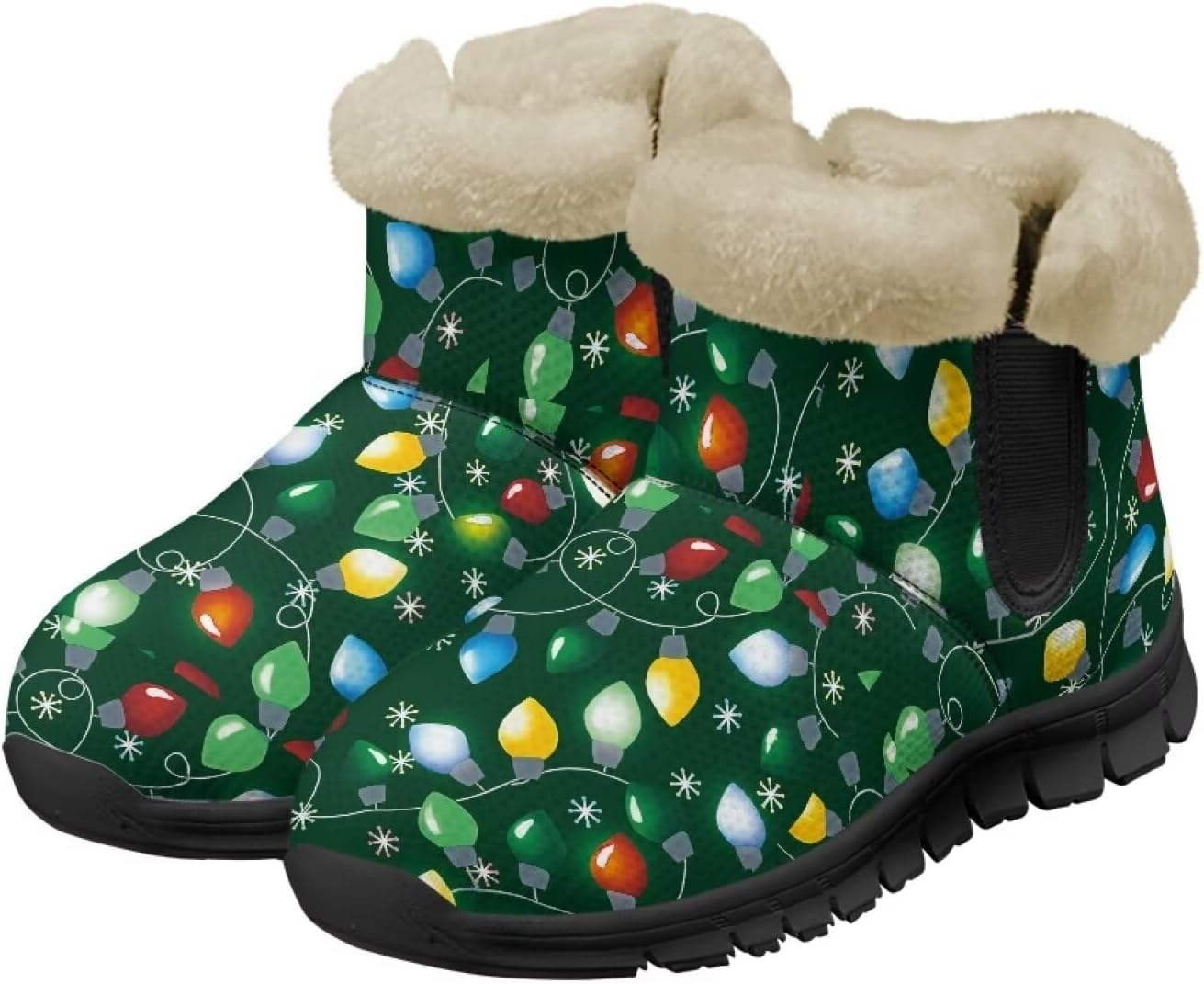 

Мужские зимние ботинки Spowatriy, водонепроницаемые, на щиколотку, теплые зимние ботинки для женщин, модные ботильоны, Christmas Lights