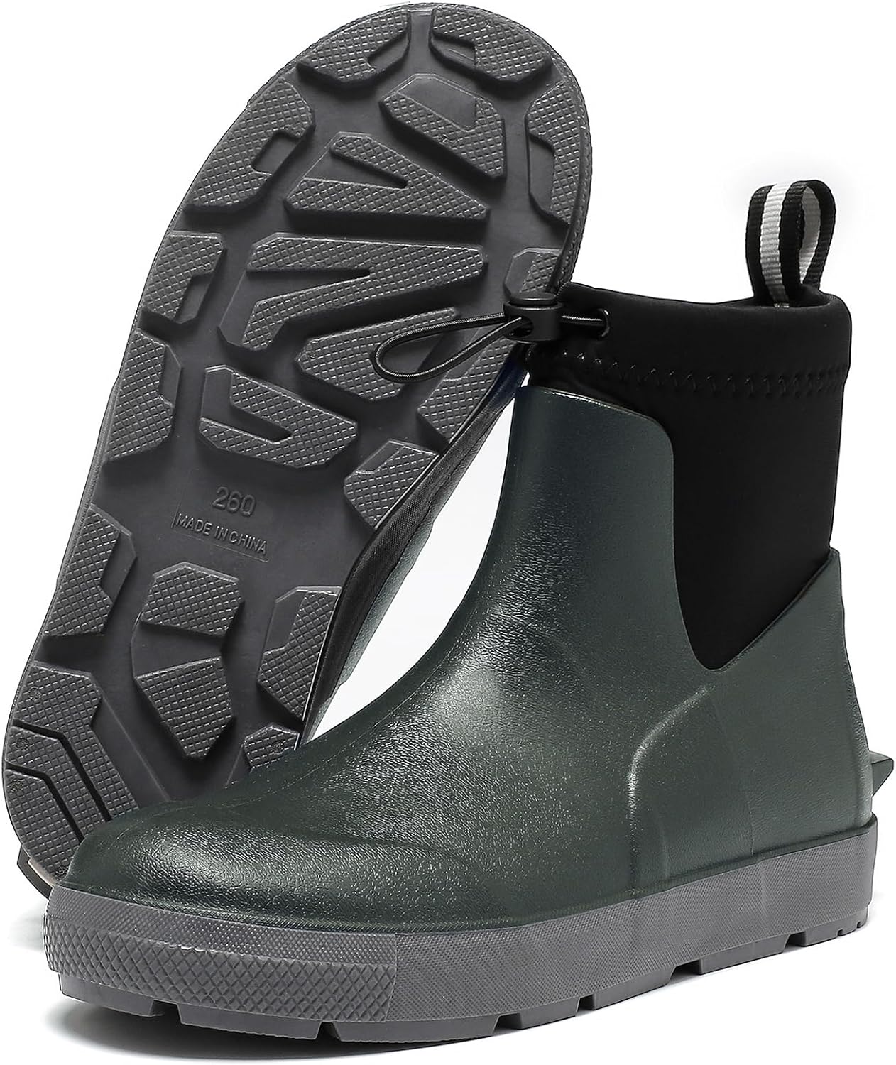 

Мужские ботинки для палубы, резиновые дождевые сапоги до щиколотки, водонепроницаемые, противоскользящие, обувь для рыбалки и лодочных прогулок, водонепроницаемые ботинки для мужчин Ckwlxqy, темно-зеленый