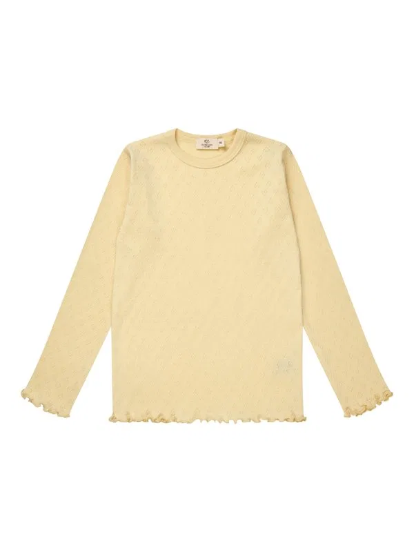 Футболка с длинными рукавами и ажурным узором в виде сердечек Copenhagen Colors, Light Yellow