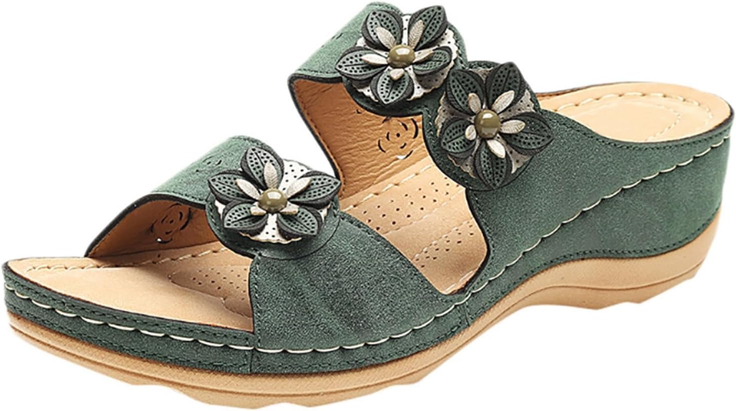 

Ортопедические сандалии для женщин, женские сандалии на танкетке с поддержкой свода стопы, противоскользящие, дышащие, слипоны, шлепанцы, нарядные летние удобные сандалии на платформе для пляжа и путешествий (06-Синий, 9) Emrelod