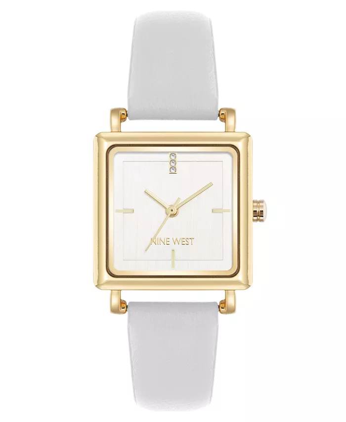 

Женские часы Quartz White из кожи с позолоченным покрытием, 29 мм Nine West