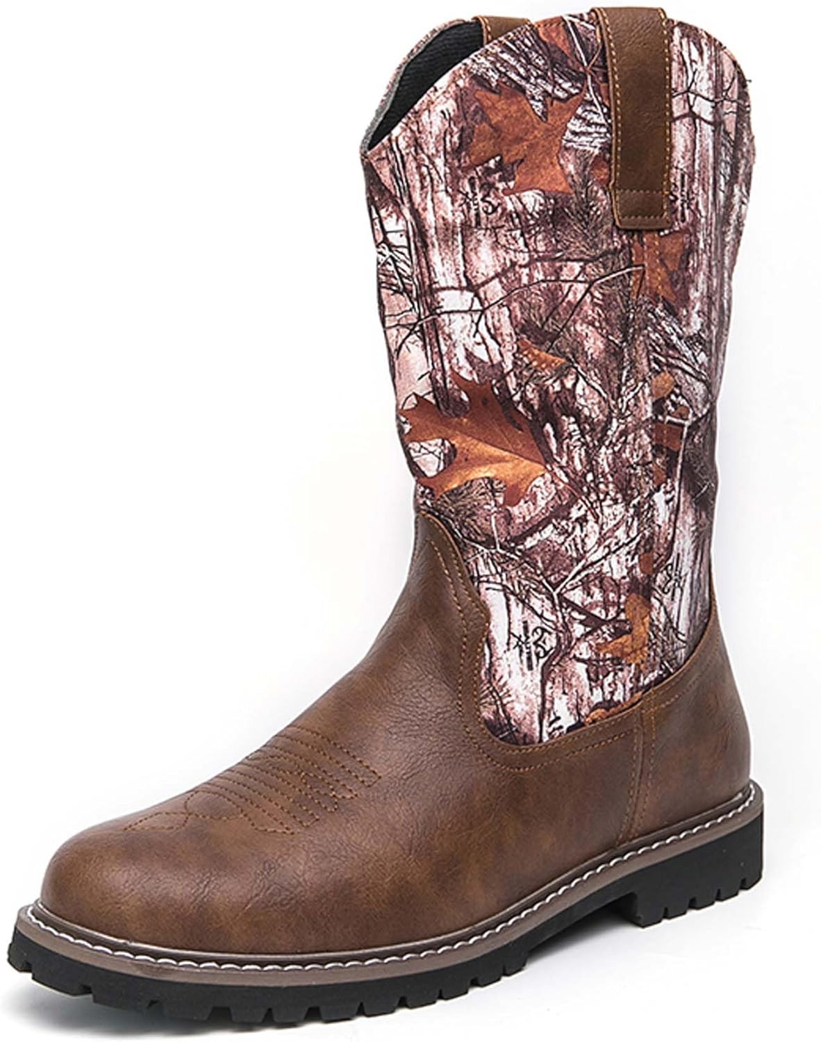 

Мужские ковбойские сапоги в западном стиле с граффити, боевые и мотоциклетные сапоги, ретро, средней высоты, для униформы и кантри-музыки, из кожи, черного и коричневого цвета Generic