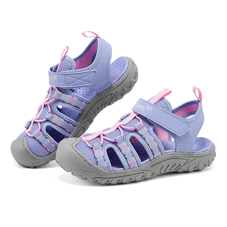 Детские сандалии SKECHERS GIRLS с противоскользящим покрытием и износостойким низким верхом Skechers Kids, фиолетовый/розовый — фото 3