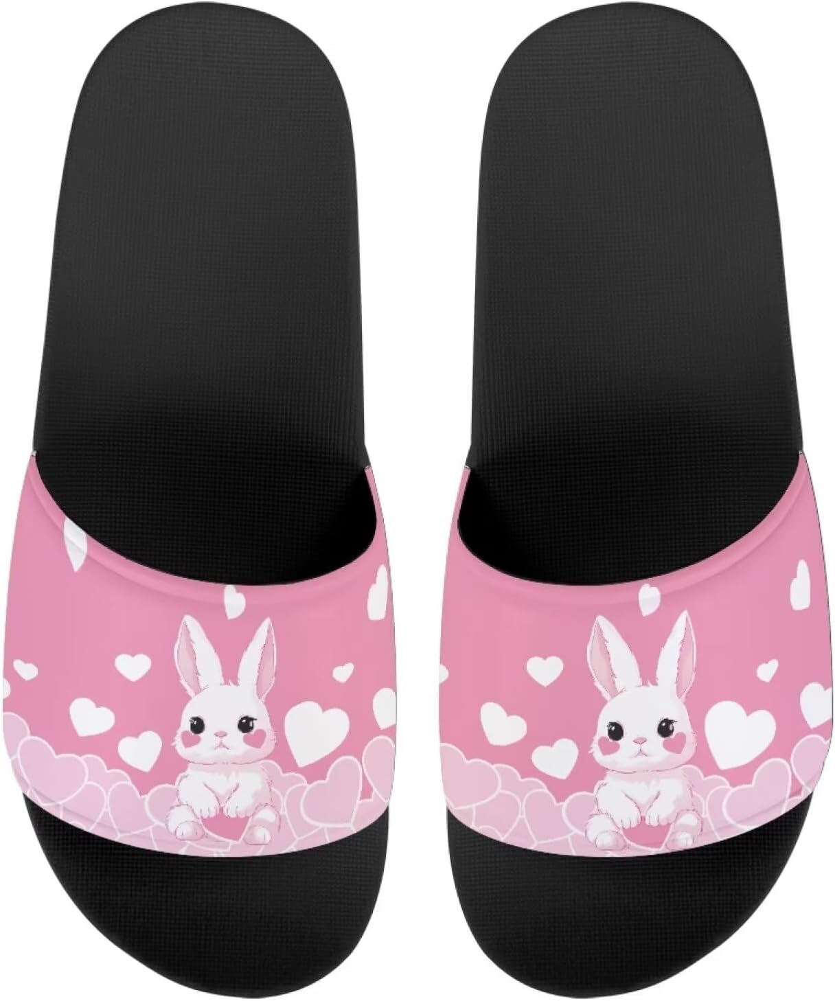 

Унисекс слайд-сандалии JoyLamoria с принтом, домашние тапочки для ванной, повседневная обувь на плоской подошве для мужчин и женщин, Easter Rabbit Love