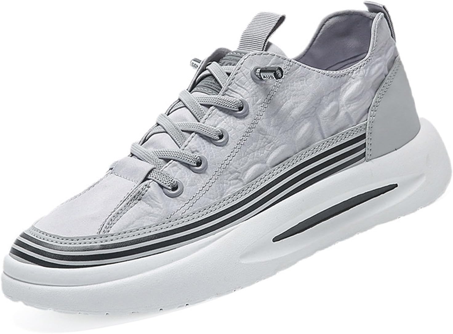 

Мужские кроссовки RiceelSor с кожей под крокодила, без шнурков, повседневные, с воздушной подушкой, эластичные, водонепроницаемые, противоскользящие, высокие, с подъемом, удобные, серый