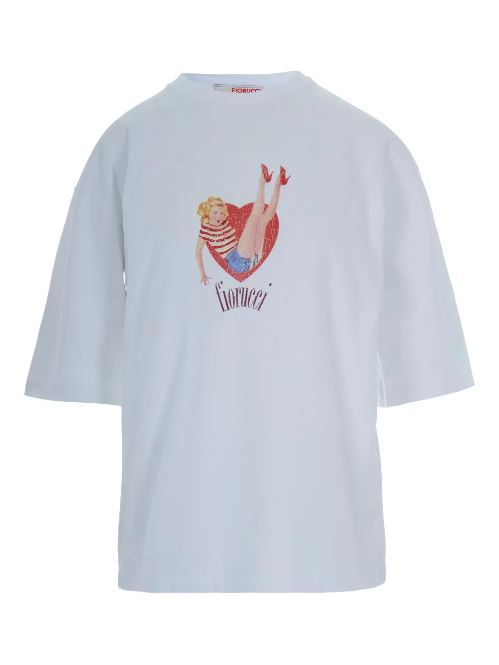 

Хлопковая футболка с принтом сердца Fiorucci, белый