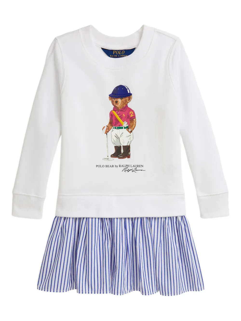 

Платье Polo Bear с юбкой в полоску Polo Ralph Lauren Kids, белый