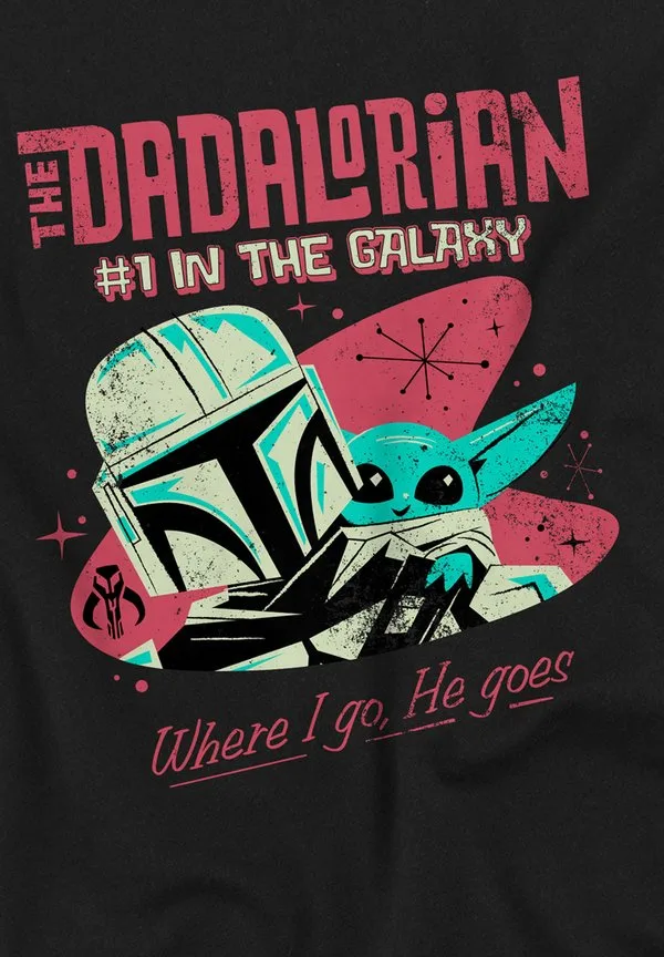 Футболка с принтом star wars 1 dad retro dadalorian where i go Star Wars, Black — фото 3
