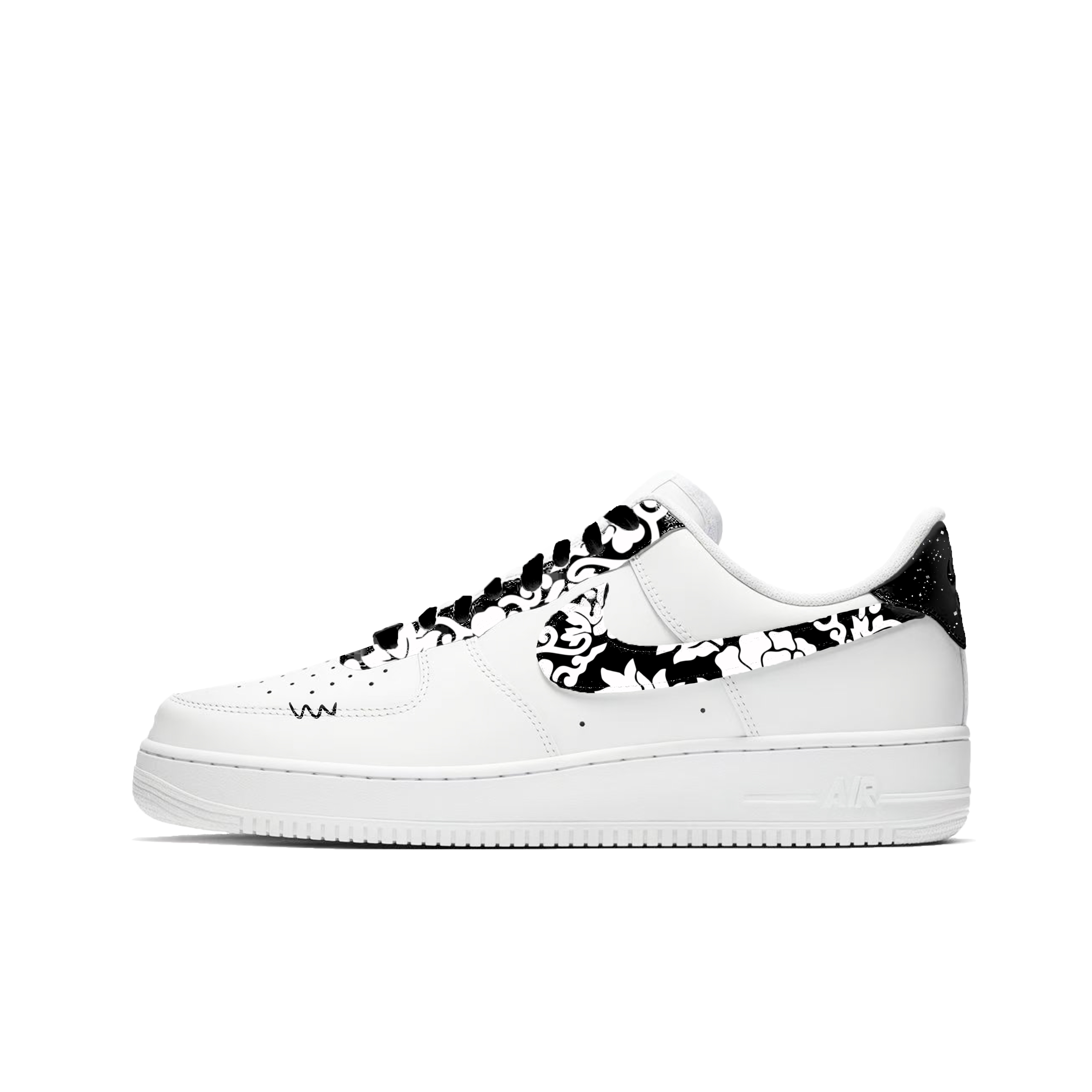 Air Force 1 Phantom Ink, Premium, Vintage, Campus Style, ручная графика на коже, амортизация, противоскользящая подошва Nike, белый
