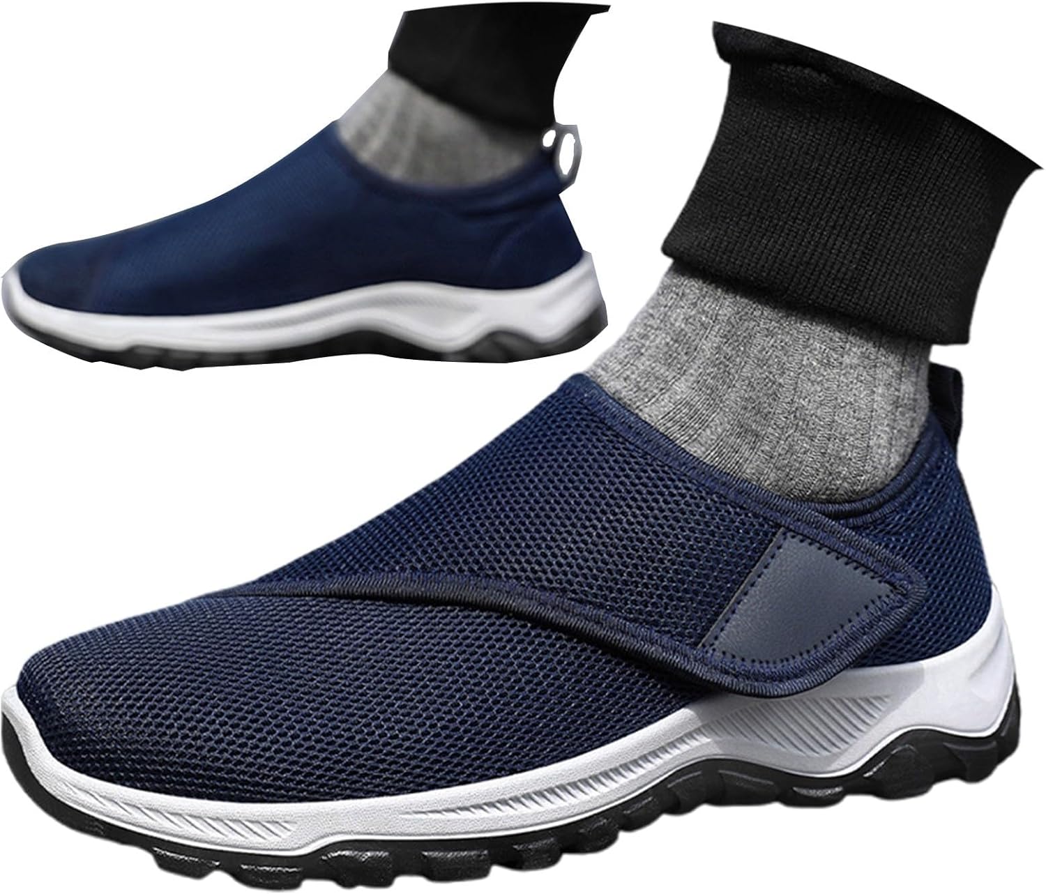 

Мужские удобные слипоны для прогулок, повседневные, легкие, дышащие, с низким каблуком, однотонного цвета Generic, темно-синий