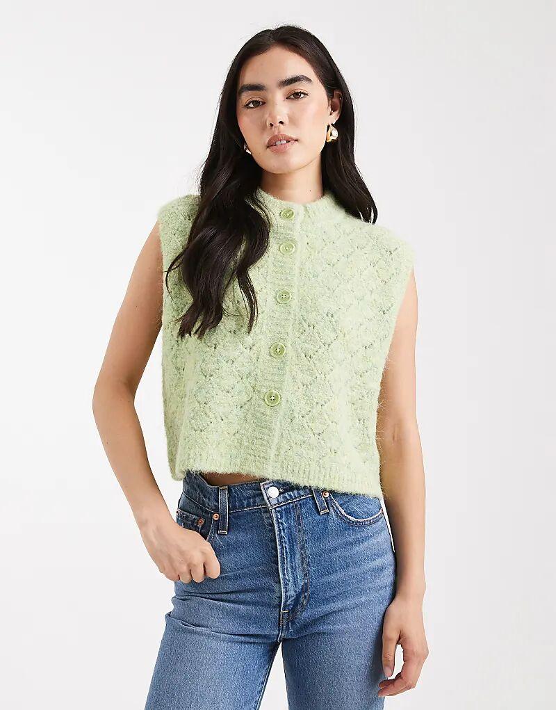 

Жилет ASOS DESIGN с фактурной отделкой на пуговицах цвета шартрез