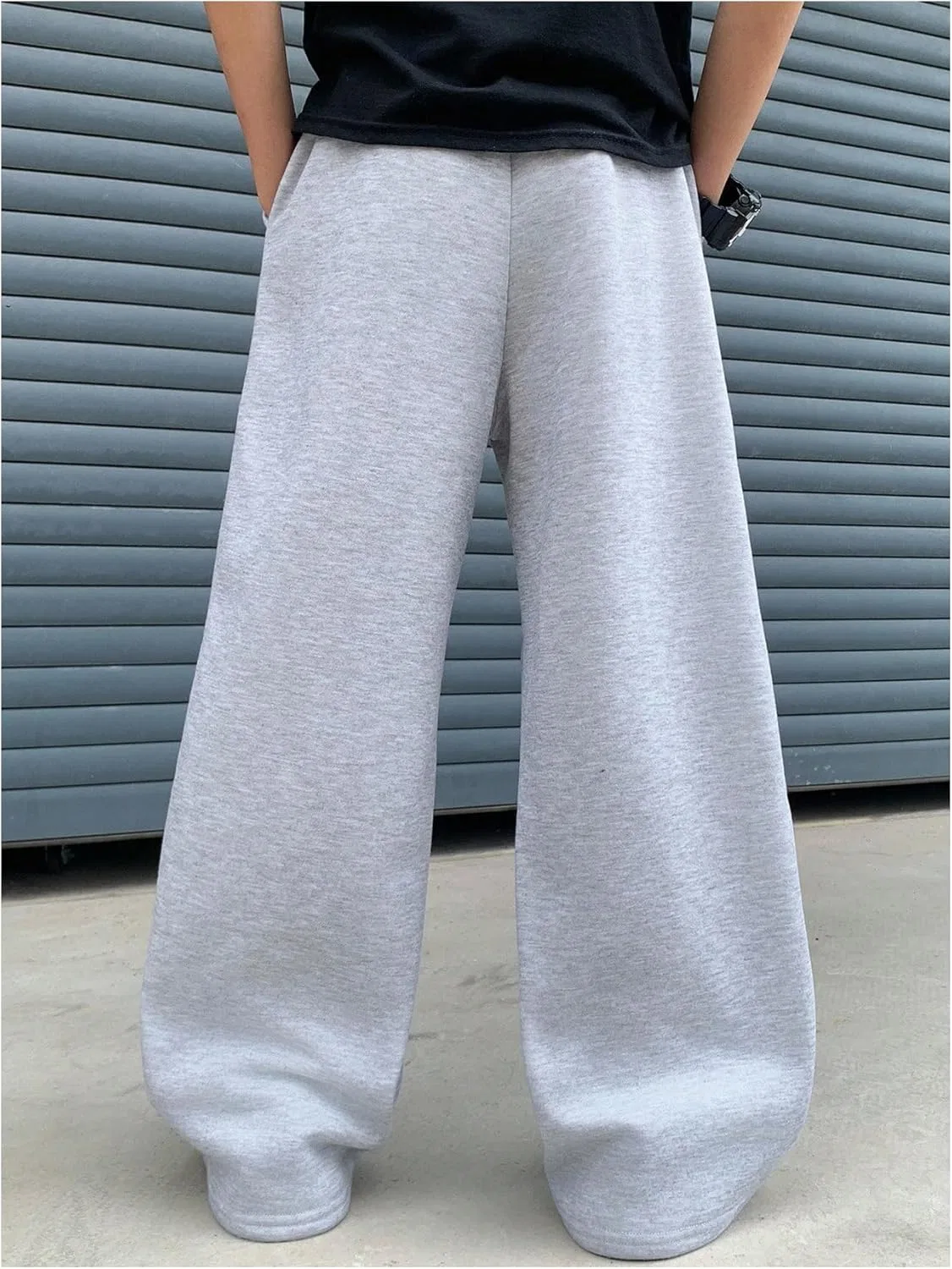 Спортивные штаны SweatyRocks для мальчиков, свободные, с эластичным поясом, широкими штанинами и карманами, серый — фото 2
