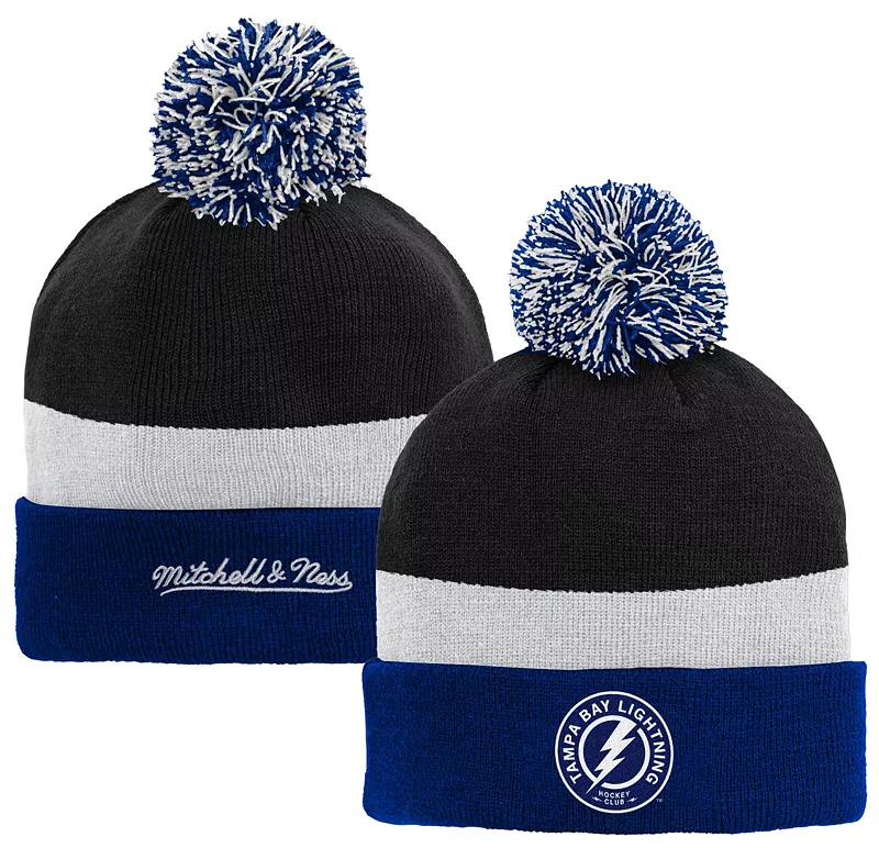 

Темно-синяя вязаная шапка NHL Youth Tampa Bay Lightning Stripe Mitchell & Ness