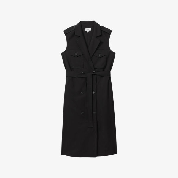 

Двубортное платье миди Kimora из смесовой шерсти Reiss, черный