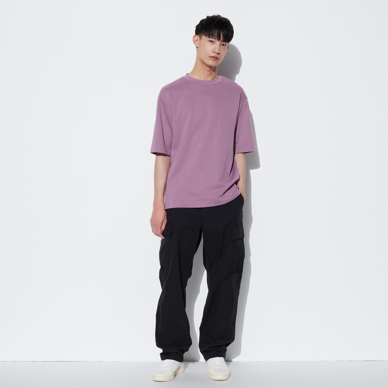 Футболка оверсайз Uniqlo AIRism с рукавами до половины, темно-синий — фото 4