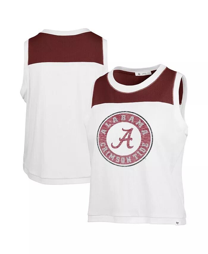 

Женская белая рваная майка Alabama Crimson Tide Premier Zoey длиной до талии '47 Brand, белый