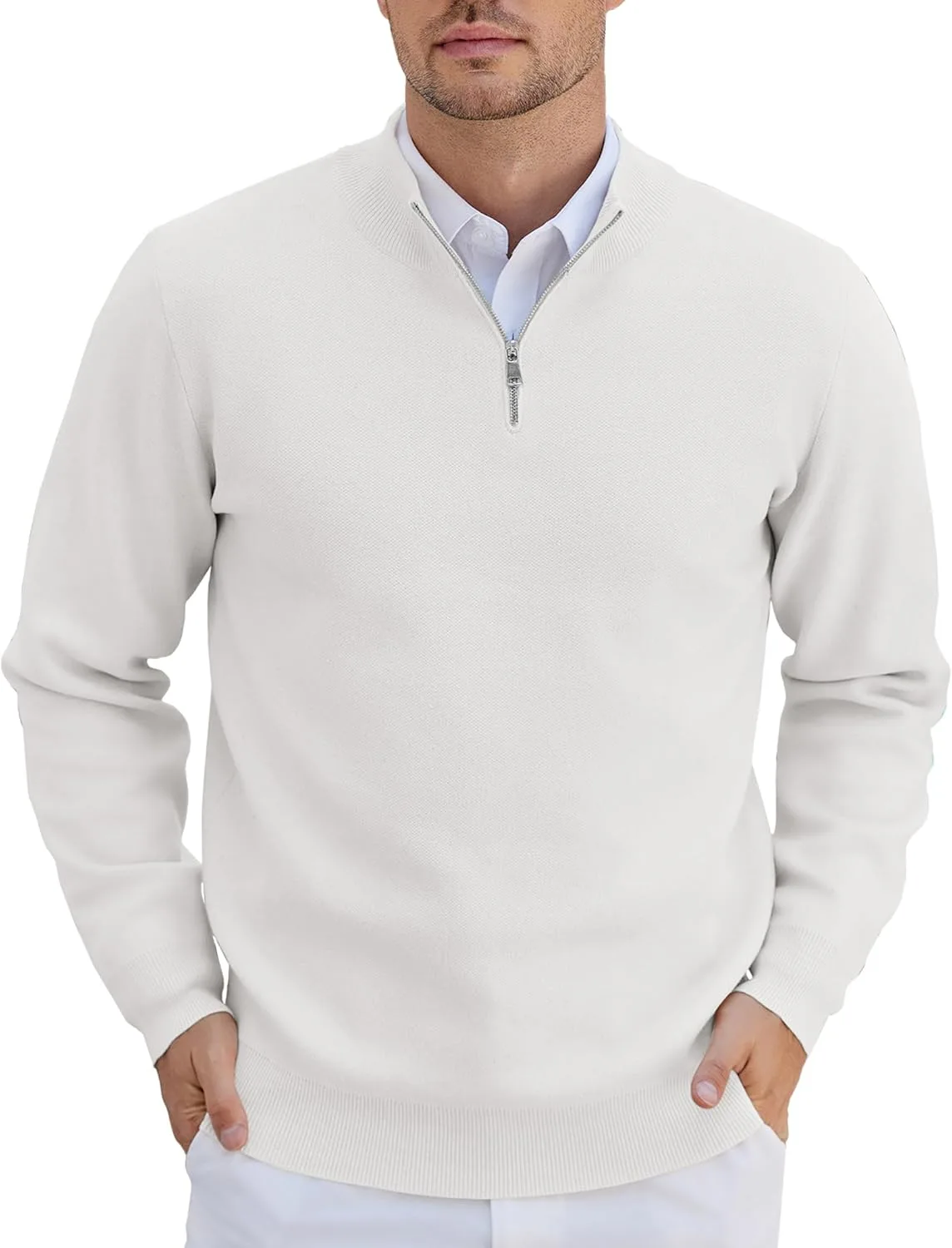 

COOFANDY мужской пуловер с четвертью молнии Slim Fit легкий вязаный