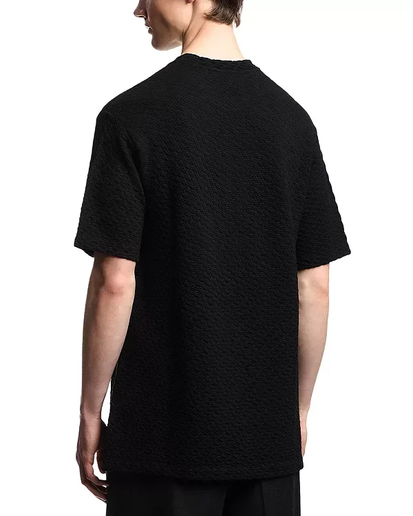 Футболка из трикотажа с геометрическим жаккардовым узором Emporio Armani, Black/Blue — фото 3