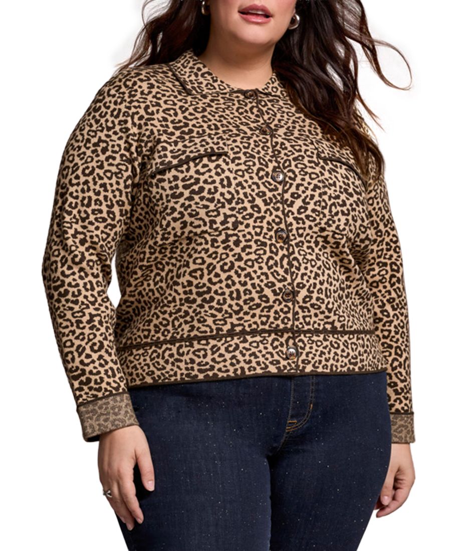 

Кардиган с длинными рукавами двойной вязки больших размеров TRIBAL, Ice Latte