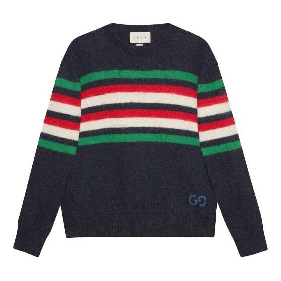 

Свитер alpaca wool stripe crew knit 'navy' Gucci, синий
