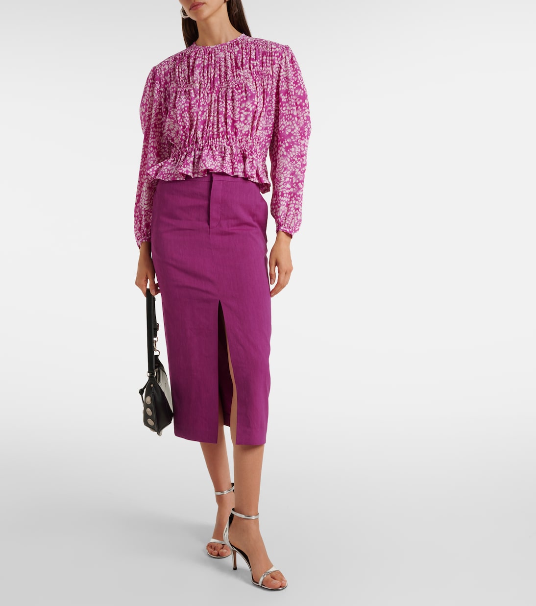 Юбка миди Dixina из смесовой льняной ткани Isabel Marant, Orchid — фото 2