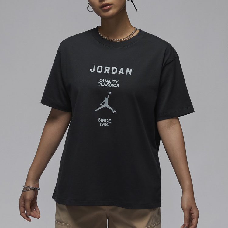 Футболка женская серая черная/бежевая белая Jordan, серая черная/парусная белая — фото 4