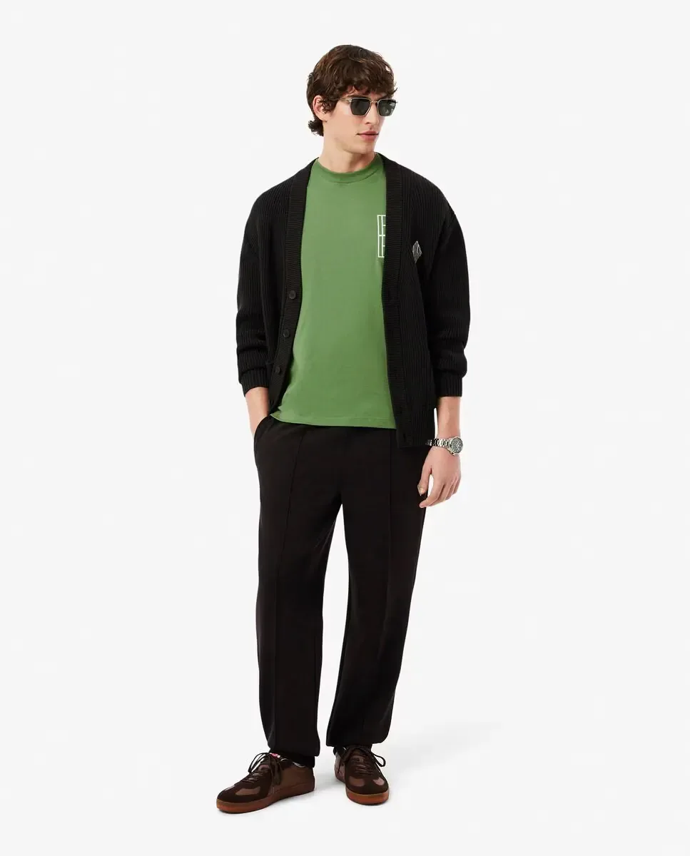 Мужская толстовка с короткими рукавами с вышивкой Lacoste, зеленый — фото 4