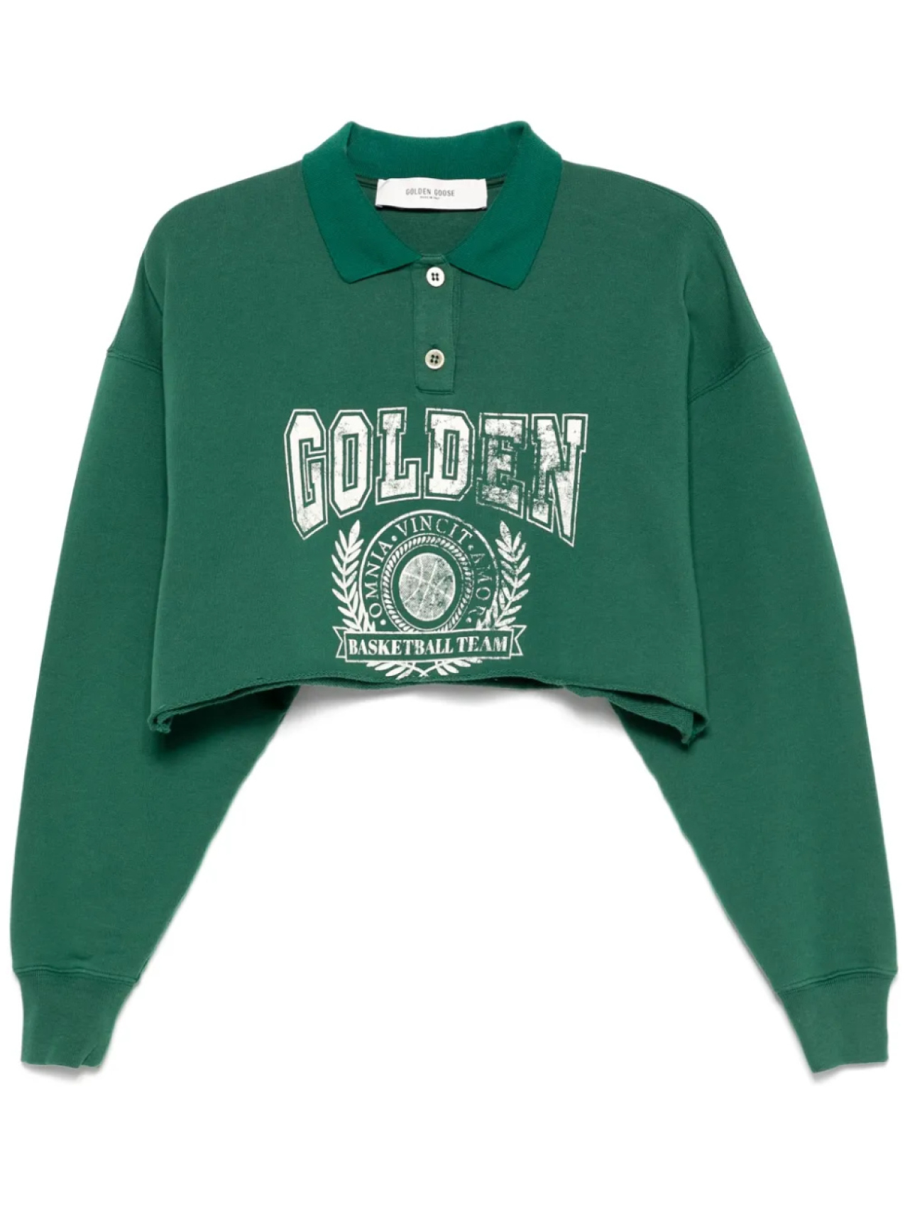 

Укороченный топ-поло с принтом Golden Goose, зеленый