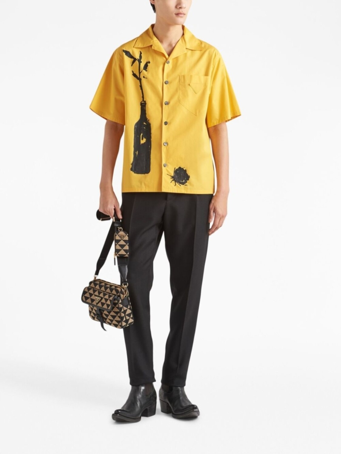 

Prada сумка на плечо Symbole с вышивкой, черный