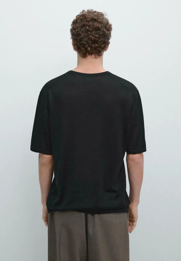 Базовая футболка с коротким рукавом Massimo Dutti, Black — фото 3