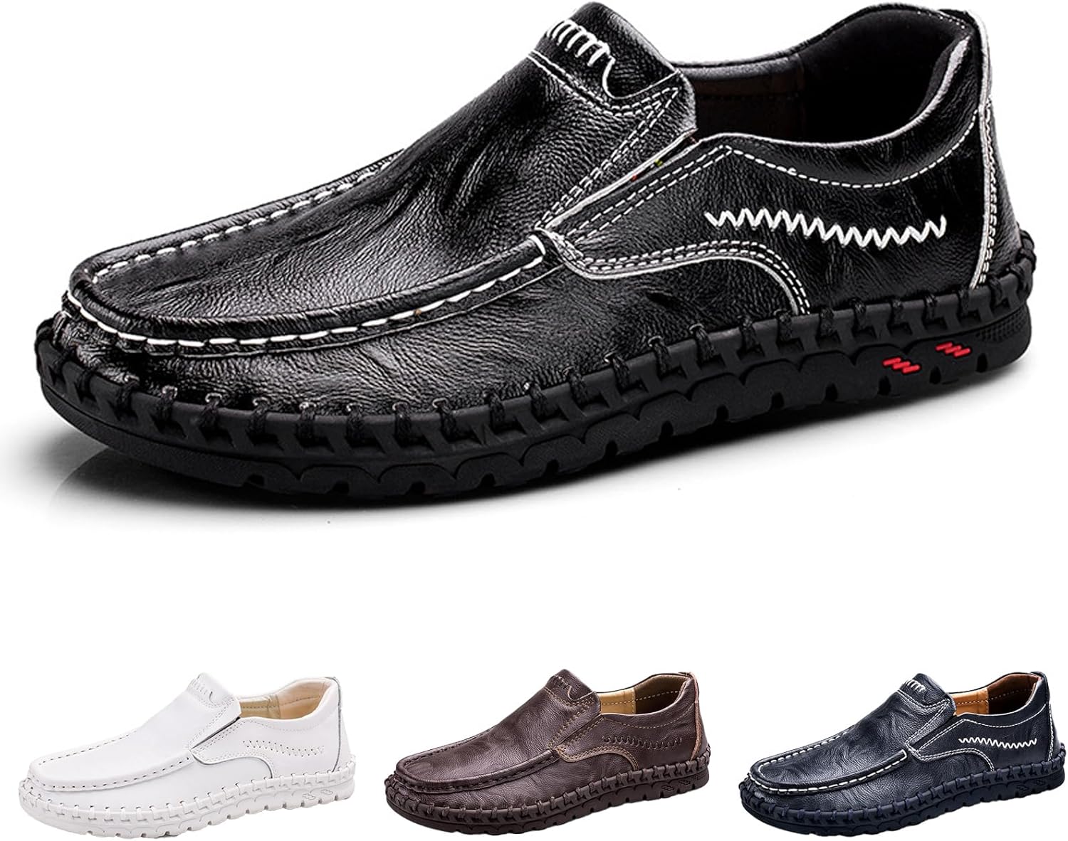 

Мужские слипоны из натуральной кожи, повседневные лоферы, модные удобные ручной работы, нескользящие, деловые формальные мокасины, летние дышащие туфли с мягкой подошвой для прогулок, работы и вождения Kctrfsj, черный