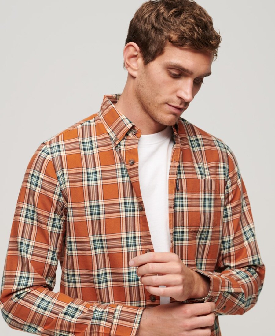 Рубашка на пуговицах классического кроя Superdry, оранжевый/светло-оранжевый — фото 3