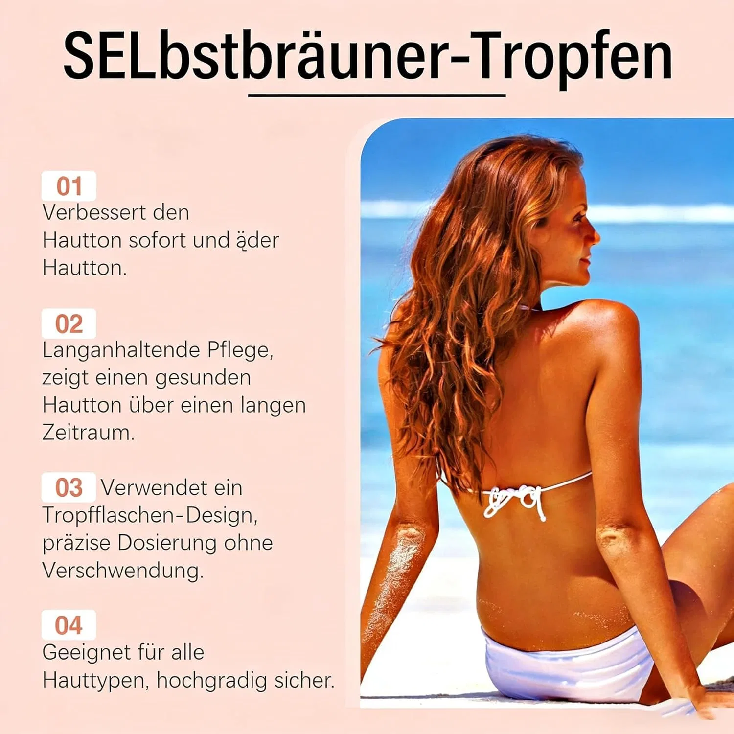 Капли для загара «SunGlow Tanning Drops» для тела и лица Hutrade