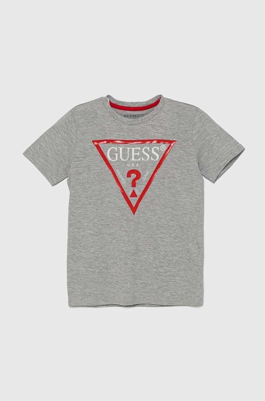 Хлопковая футболка для детей Guess, серый — фото 2