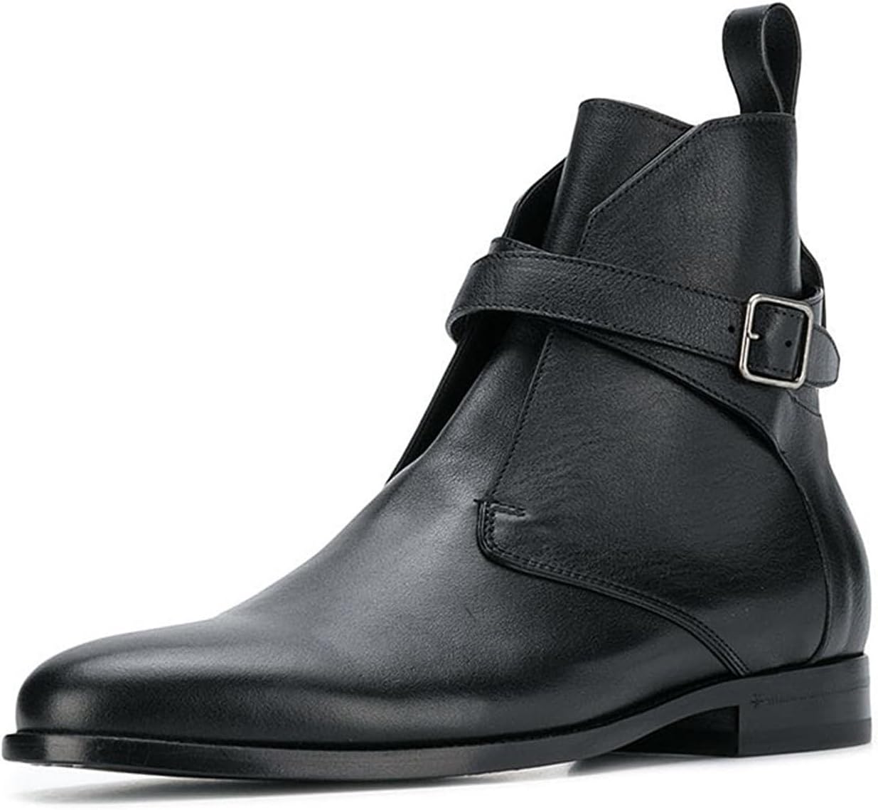 

Мужские черные ботинки-Челси Santimon Jodhpur, верх из натуральной кожи, ручная работа, ремешок с пряжкой, стильные ковбойские ботильоны с амортизирующей стелькой для работы, офиса и свадеб