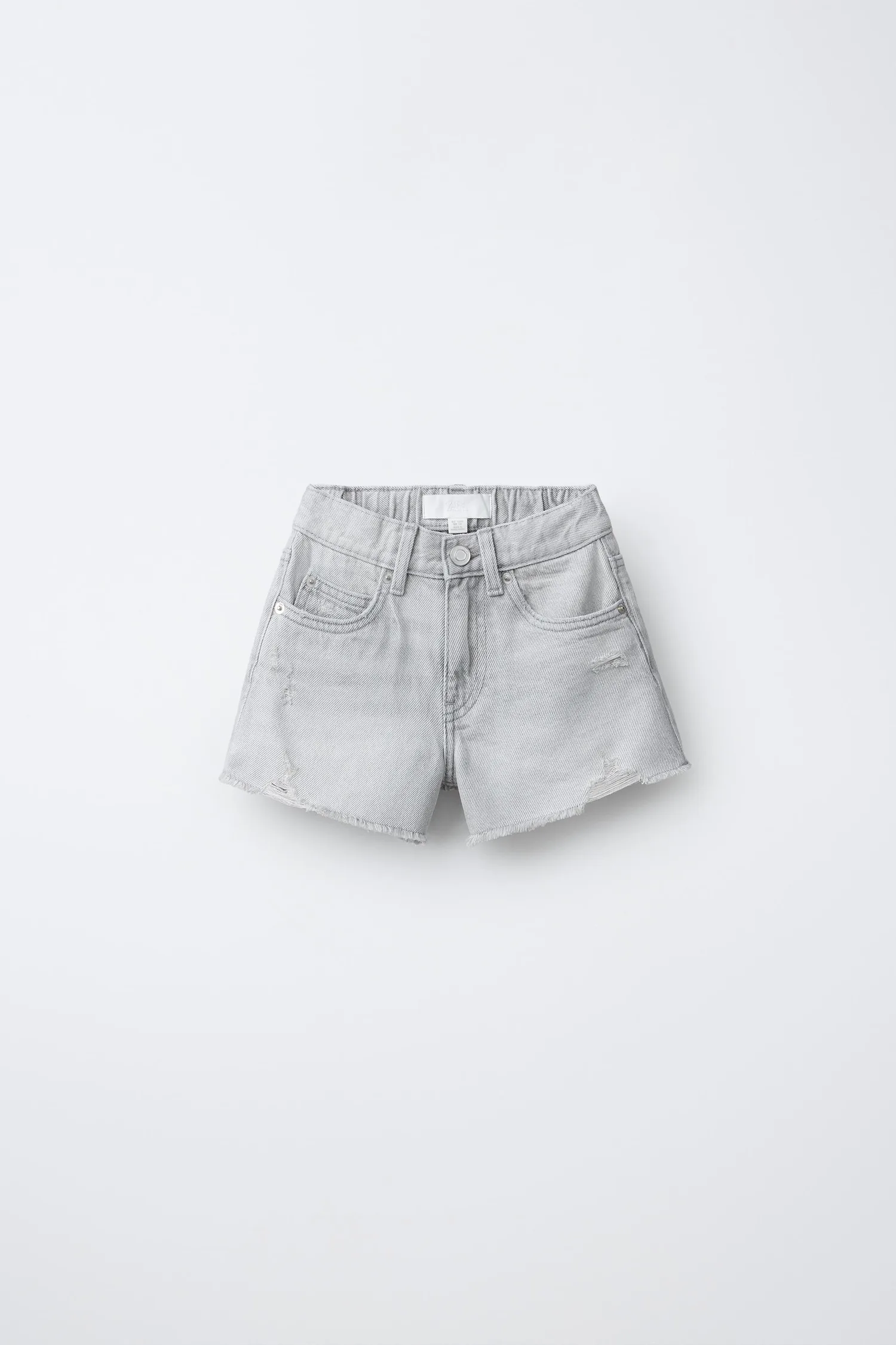 Рваные джинсовые шорты-бермуды Zara, серый
