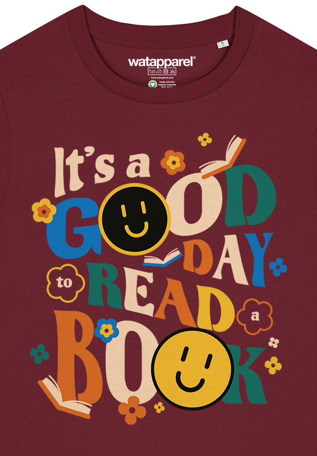

Футболка с принтом GOOD DAY TO READ A BOOK watapparel, темно-красный