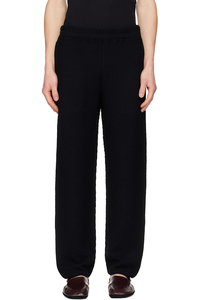 

Вязаные спортивные штаны в деревенском стиле Homme Plissé Issey Miyake, черный