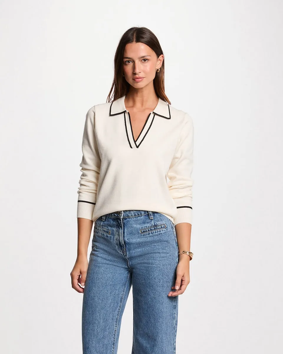 

Женский свитер с воротником-поло Morgan, белый