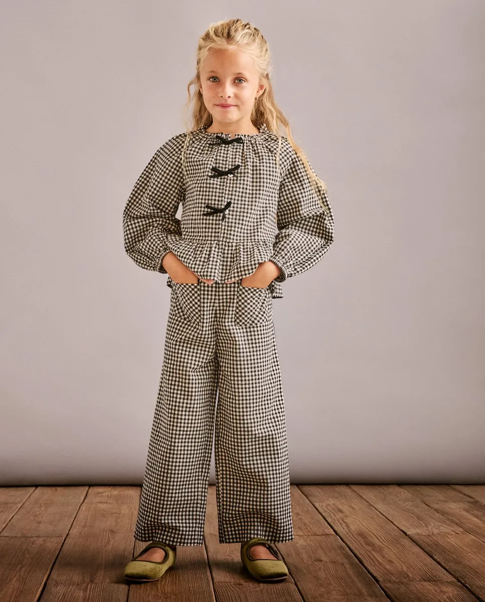 

Детские кюлоты с карманами в мелкую клетку Виши (4x4) Coconut El Corte Inglés, черный