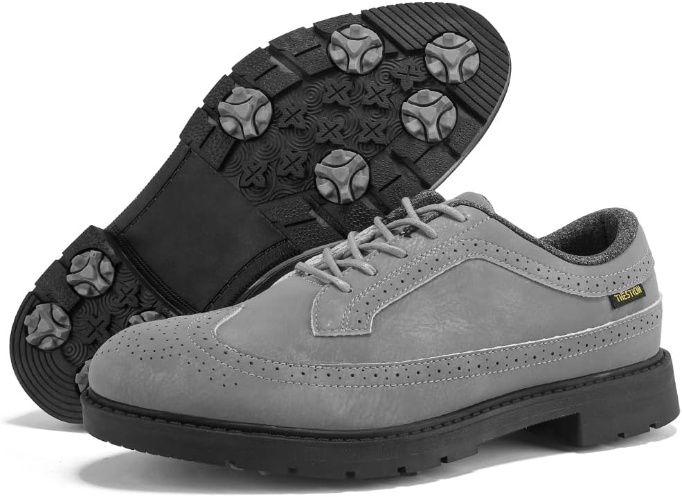 

THESTRON Мужские профессиональные гольф-кроссовки для активного отдыха и спорта, мужские тренировочные кроссовки для гольфа без шипов, серый