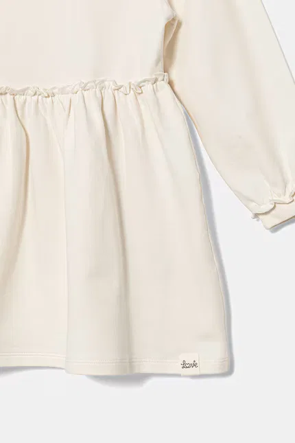 Платье мини расклешенное хлопковое United Colors of Benetton, бежевый — фото 3