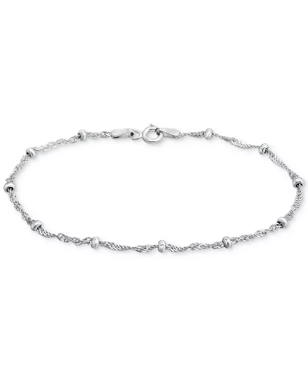 

Браслет из стерлингового серебра, цепочка из мелкого сингапурского бисера длиной 7-1/4 дюйма Giani Bernini, silver