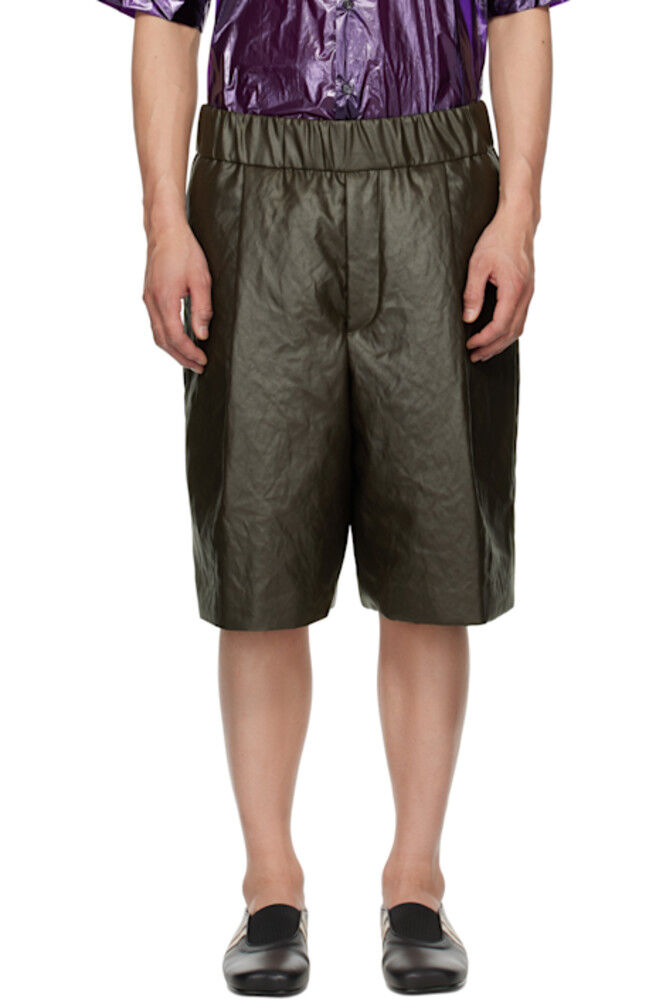 

Плиссированные шорты цвета хаки Dries Van Noten